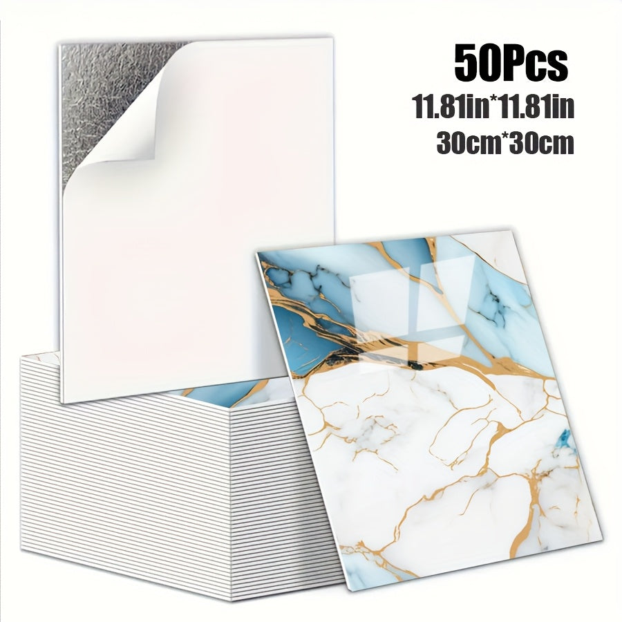 Luxury Marble Wall Panels 47.78×47.78 cm aus 3D-Vinyl, selbstklebend, spritzwassergeschützt und geeignet für Schlafzimmer, Wohnzimmer, Dusche und Bar