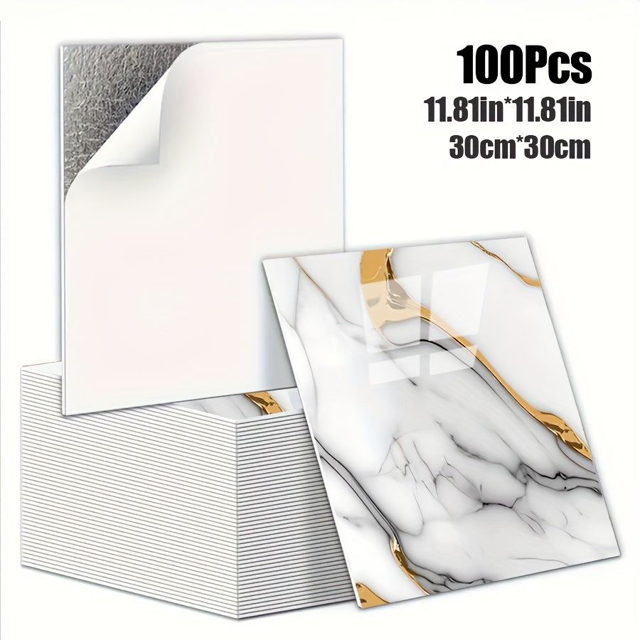 Luxury Marble Wall Panels 47.78×47.78 cm aus 3D-Vinyl, selbstklebend, spritzwassergeschützt und geeignet für Schlafzimmer, Wohnzimmer, Dusche und Bar