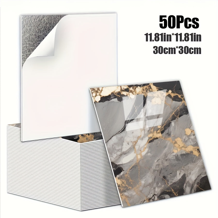 Luxury Marble Wall Panels 47.78×47.78 cm aus 3D-Vinyl, selbstklebend, spritzwassergeschützt und geeignet für Schlafzimmer, Wohnzimmer, Dusche und Bar