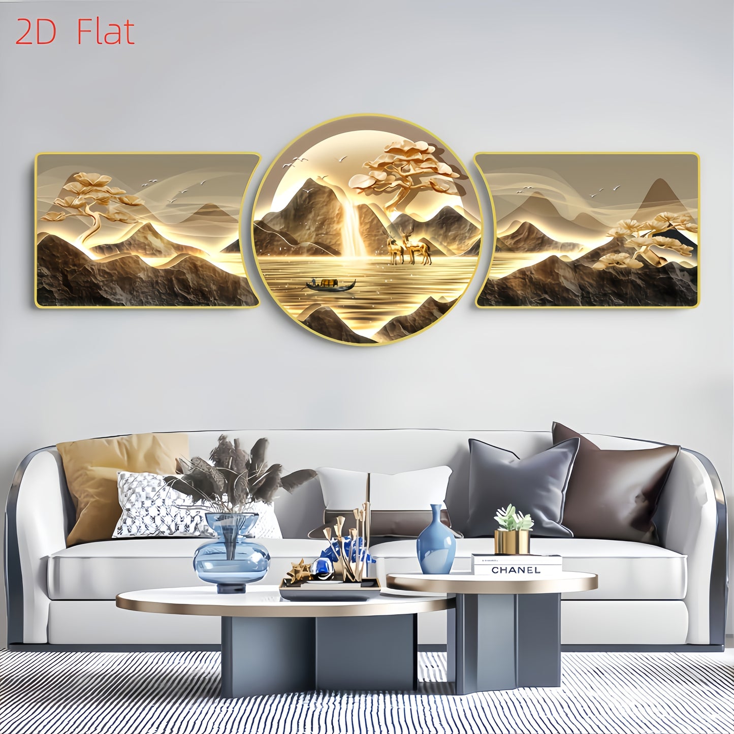 3er-Set 2D Wandbilder mit Elchmotiv – gerahmte Kunst für Wohnzimmer, Schlafzimmer & Flur – HD-Druck, schwarze Harzrahmen mit Goldakzent