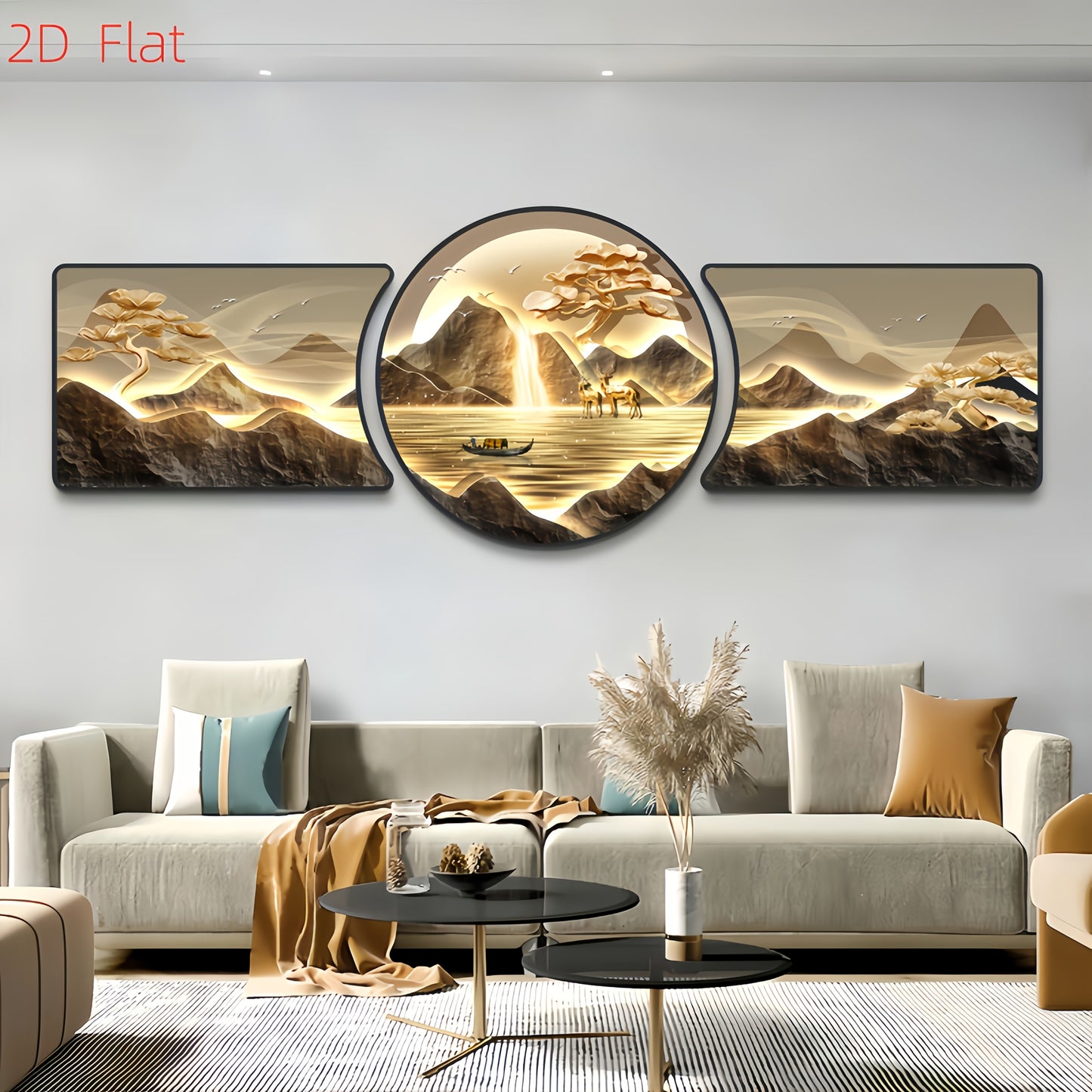 3er-Set 2D Wandbilder mit Elchmotiv – gerahmte Kunst für Wohnzimmer, Schlafzimmer & Flur – HD-Druck, schwarze Harzrahmen mit Goldakzent