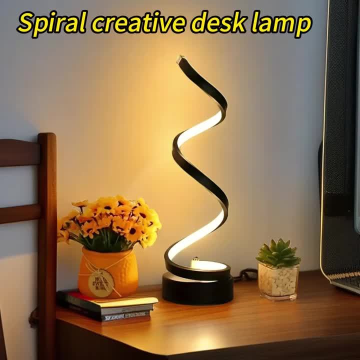 2er-Set Spiral LED Schreibtischlampen – 3 Lichtfarben, USB-betrieben – Modernes Design für Schlafzimmer, Wohnzimmer, Büro & Bar