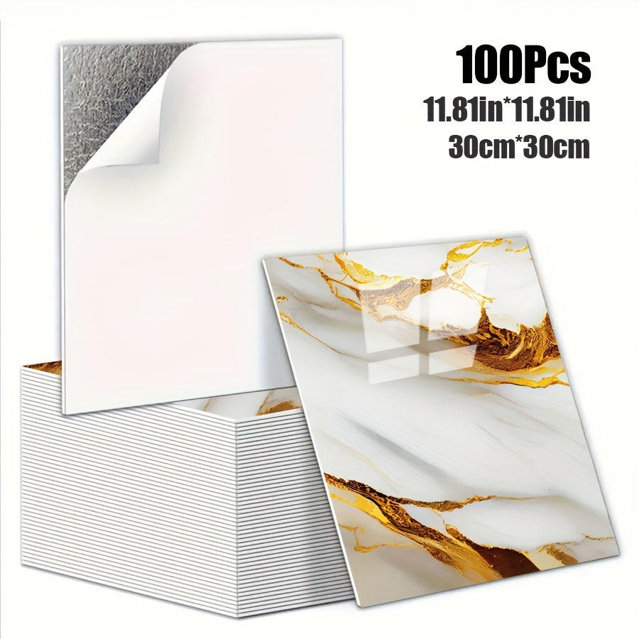 Luxury Marble Wall Panels 47.78×47.78 cm aus 3D-Vinyl, selbstklebend, spritzwassergeschützt und geeignet für Schlafzimmer, Wohnzimmer, Dusche und Bar