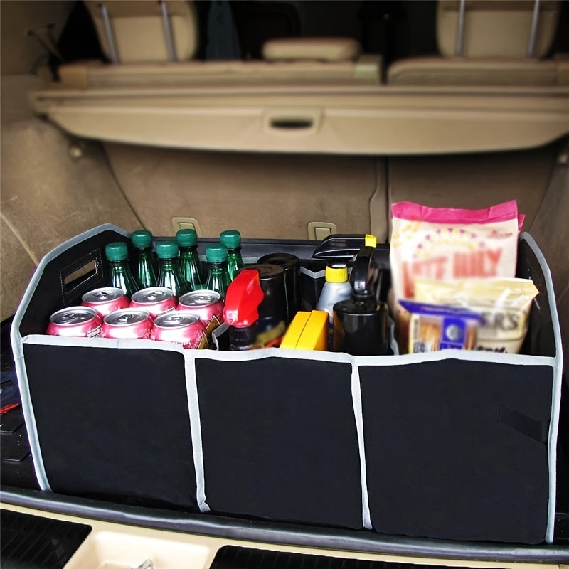 Faltbare Auto-Kofferraumtasche – Schwarze Aufbewahrungsbox für Kofferraum & Fahrzeug, robustes Polyester, universell passend, organisiert & platzsparend