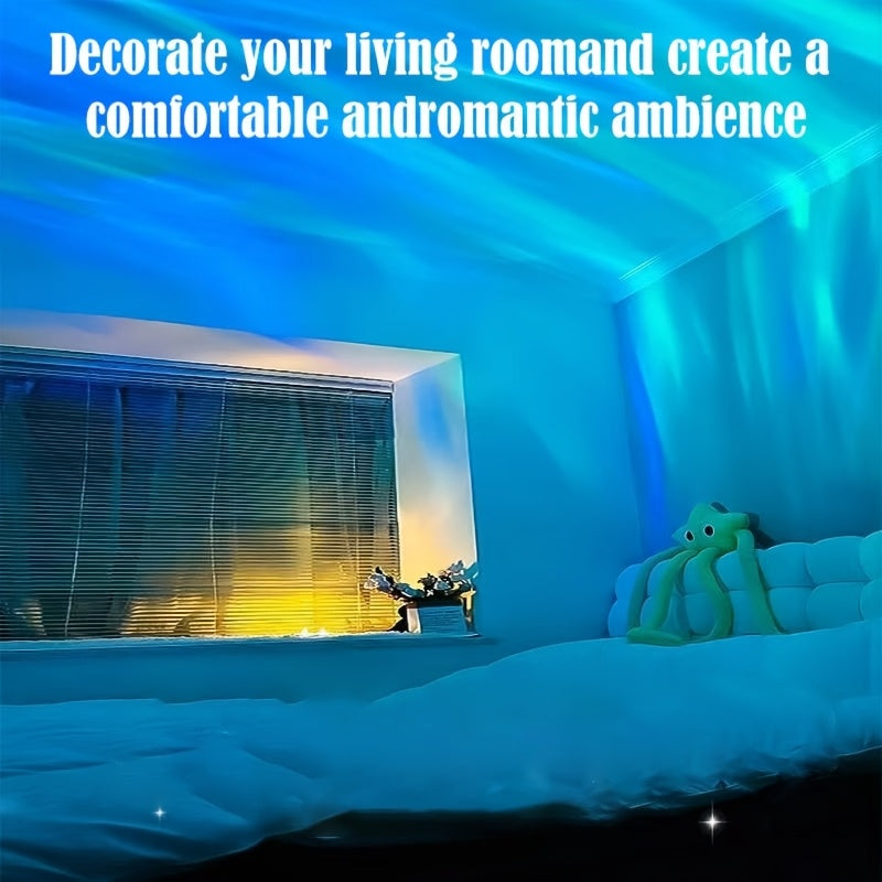 16-Farben LED Polarlicht Projektor – USB Nachtlicht mit Fernbedienung, dimmbar & rotierend – Ambient-Beleuchtung für Zuhause, Party & Geschenkideen
