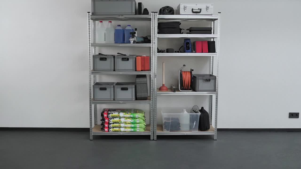 2X Schwerlastregal 180x90x40cm | 1750kg Traglast | 10 MDF-Böden | Kellerregal | Werkstattregal | Metallregal | Modular | Silbern