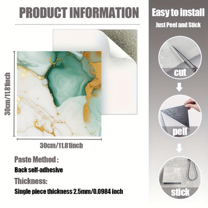 Luxury Marble Wall Panels 47.78×47.78 cm aus 3D-Vinyl, selbstklebend, spritzwassergeschützt und geeignet für Schlafzimmer, Wohnzimmer, Dusche und Bar
