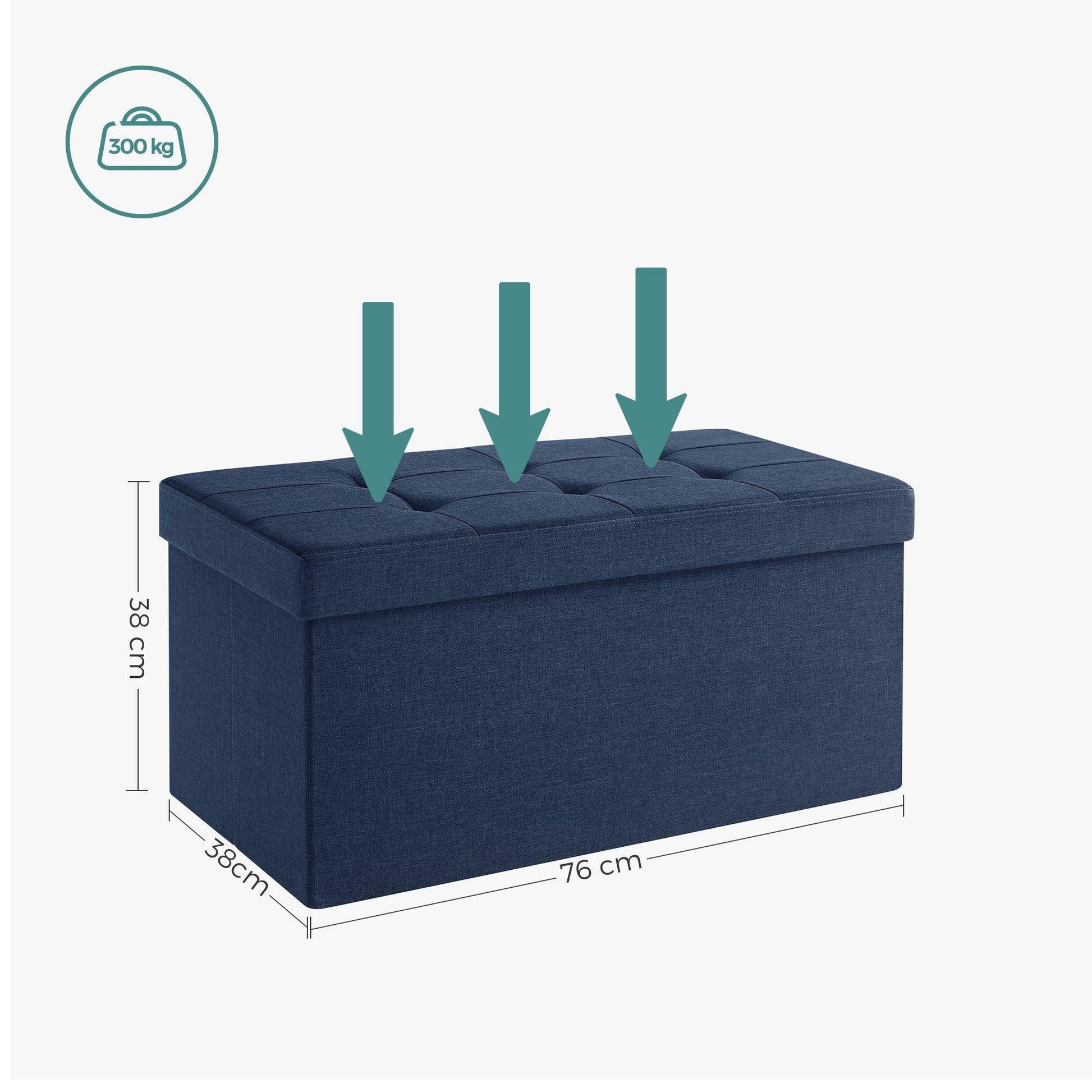 Sitzbank mit Stauraum – Faltbarer Hocker Ottoman 76x38x38cm, bis 300kg belastbar - FUXLShop