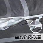 Graues bettwäsche-set 135x200 4-teilig mit dezenten hellgrauen streifen und verdecktem reißverschlussverschluss