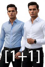 Herren Langarmhemd 2er-Set | Einfarbig, Regular Fit, S-XXL
