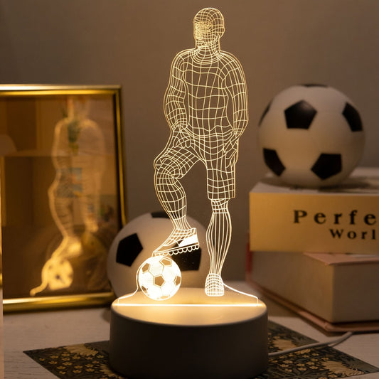 3D LED Tischlampe Fußballspieler – USB-betrieben, Acryl-Design, Sport-Dekolicht für Wohnzimmer, Schlafzimmer, Nachttisch – ohne Batterie