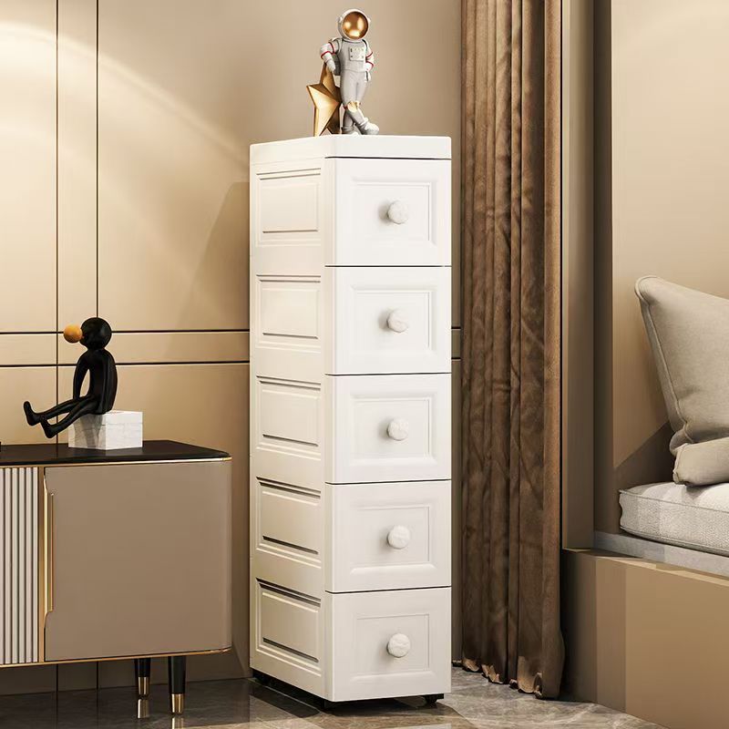 Ultradünner weißer Kosmetik-Organizer mit 4–6 Ebenen und runden Griffen – ideal für Make-up, Badzubehör und Küchenutensilien