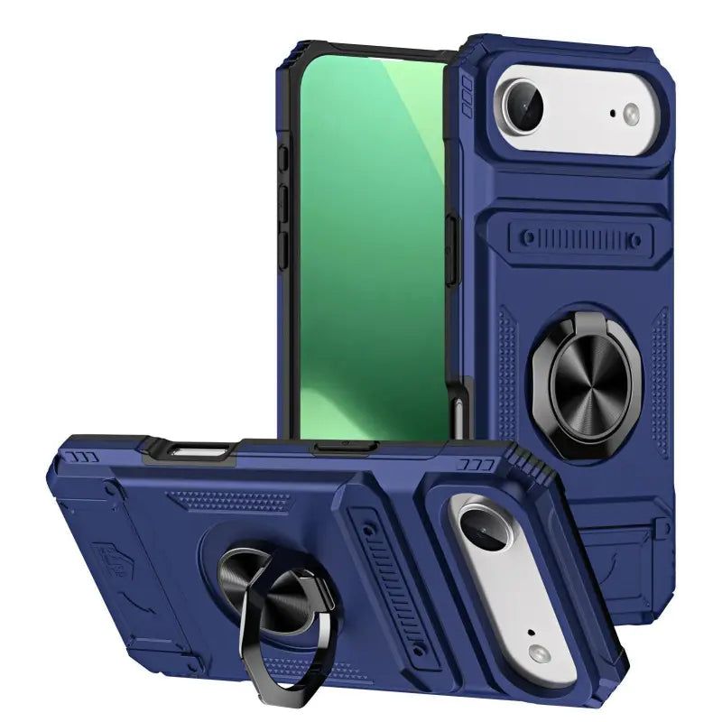 Blaue stoßfeste handyhülle mit schwarzem ringhalter und strukturierter schützen für iphone 11 17 pro max zum online bestellen