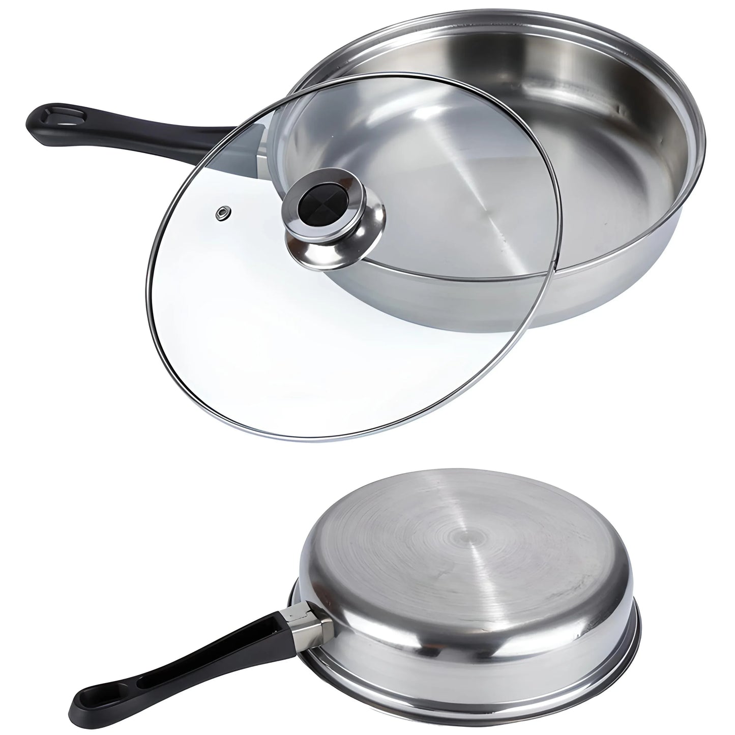 Edelstahl Kochtopf Set 12-teilig – 6 Töpfe & Glasdeckel mit Dampfventil