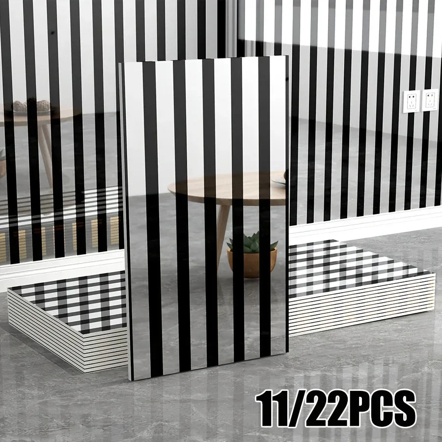 Luxus Spiegel-Wandpaneele 11/22 Stück - Selbstklebende 3D Wandfliesen Gold/Silber 60x30cm für Wohnzimmer & Schlafzimmer - FUXLShop
