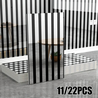 Luxus Spiegel-Wandpaneele 11/22 Stück - Selbstklebende 3D Wandfliesen Gold/Silber 60x30cm für Wohnzimmer & Schlafzimmer - FUXLShop