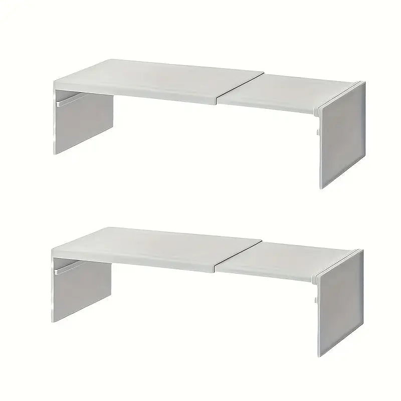 Weißes minimalistisches ausziehbares gewürzregal 2er-set aus abs kunststoff mit mehrstufigem, verstellbarem design