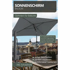 Grauer balkon-sonnenschirm 200x125 cm uv50+ mit stabilem metallgestell und faltbarem stoffdach zum online bestellen