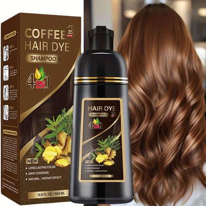 Black Hair Dye Shampoo 500ml mit Kräuterformel für langanhaltende Haarfarbe bei allen Haartypen
