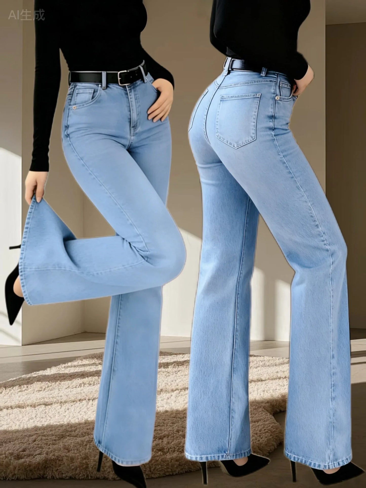 Sky Blue – Loose Fit, Diagonal Pockets