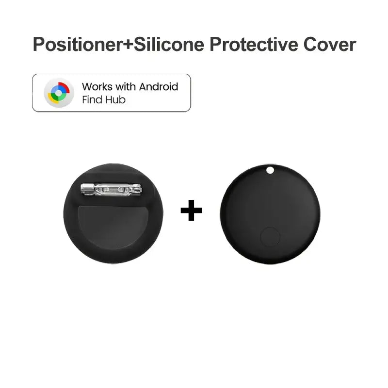 Schwarze silikon-schutzhülle für positioner+ smart tracker android mit find hub app zur ortung von tasche und gepäck