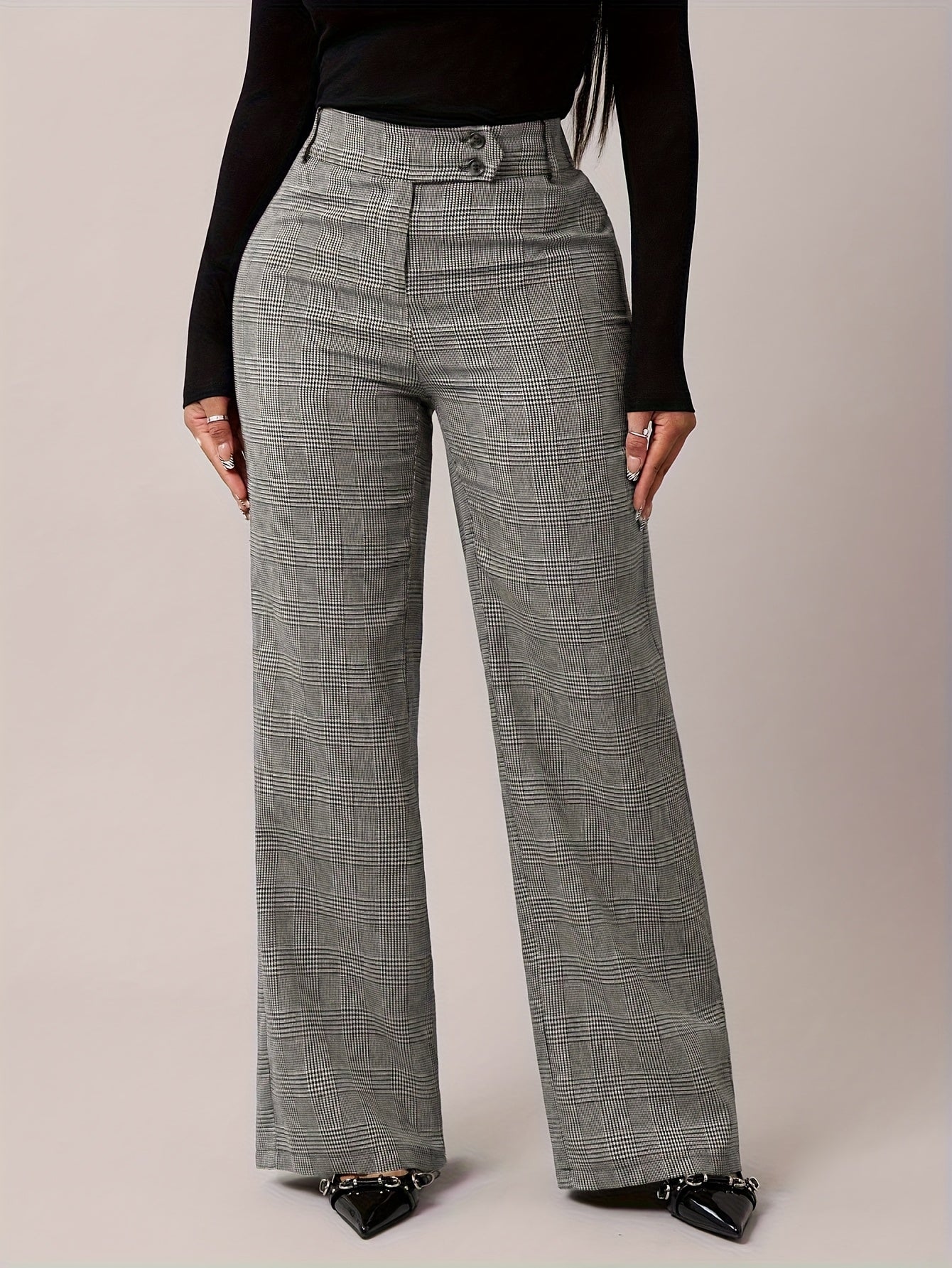 Damen Marlene-Hose Hahnentritt - Seitenansicht