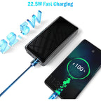 Powerbank 24000mAh – USB-C Schnellladung, LED-Anzeige, USB-A & Micro-USB, universell