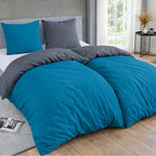 Turquoise und graues bettwäsche-set 135x200 aus weicher mikrofaser mit bettbezug 135x200 und kissenbezug 80x80