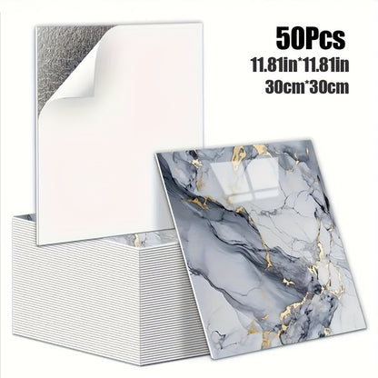 Luxury Marble Wall Panels 47.78×47.78 cm aus 3D-Vinyl, selbstklebend, spritzwassergeschützt und geeignet für Schlafzimmer, Wohnzimmer, Dusche und Bar
