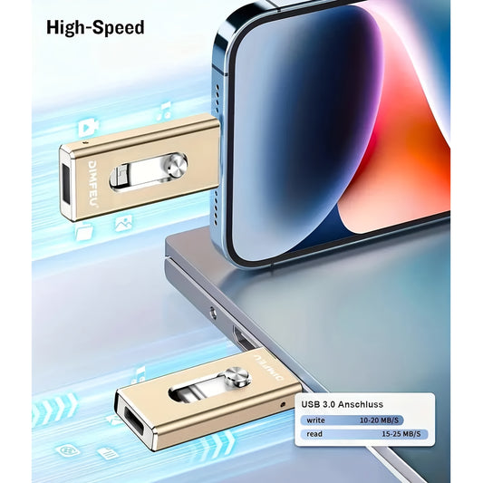 256GB USB Stick für iPhone, iPad, Android & PC – Speicher für Fotos, Videos & Dateien – Plug & Play, Backup, tragbar & stylisch
