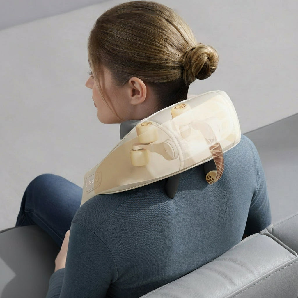 Shiatsu Massagegerät für Nacken & Schultern mit Wärmefunktion – ergonomisch & tiefenwirksam