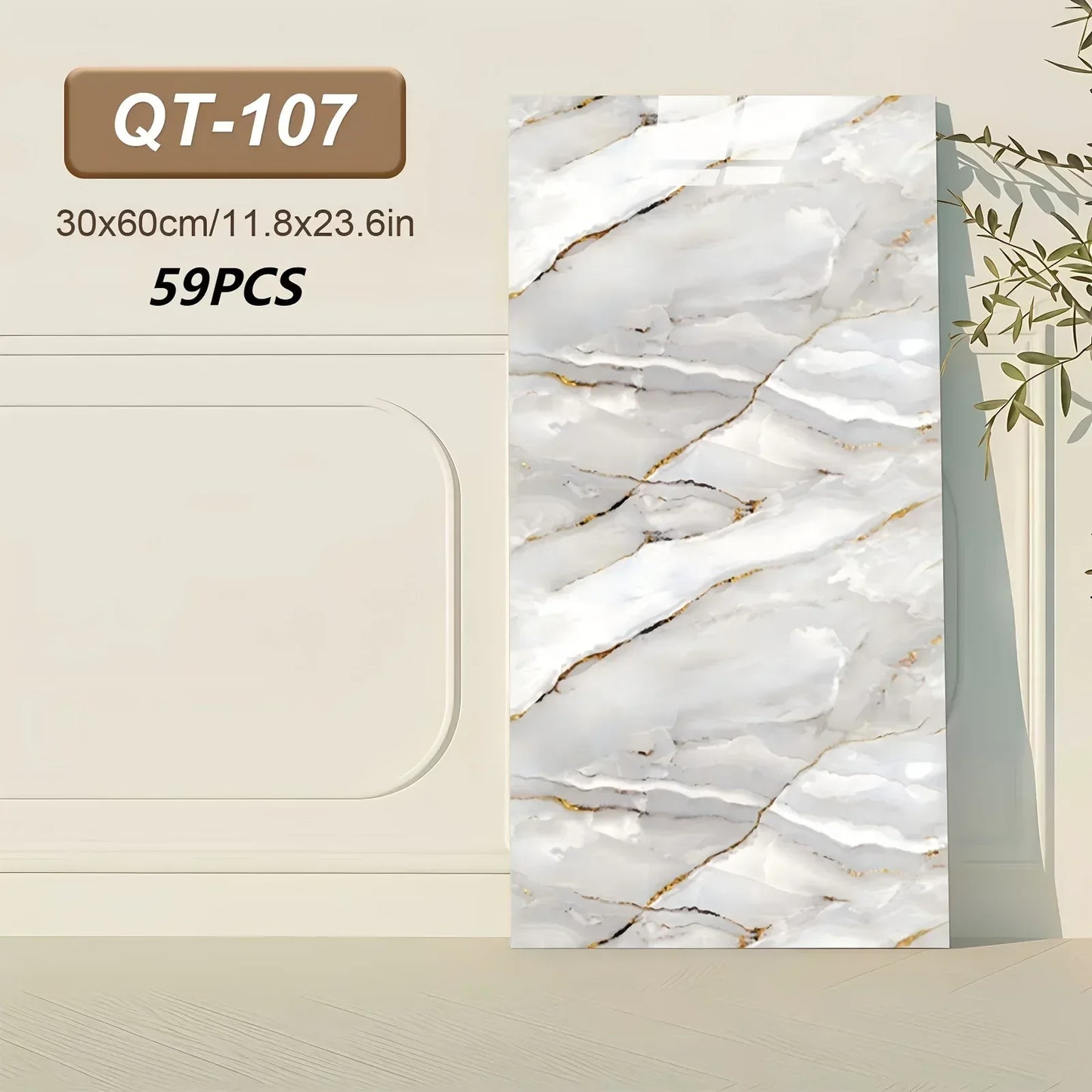Selbstklebende 3D Marmor-Wandfliesen 60x30cm - Vinyl Fliesenaufkleber für Küche Bad & Wohnzimmer - Abwaschbar (19-99 Stück) - FUXLShop