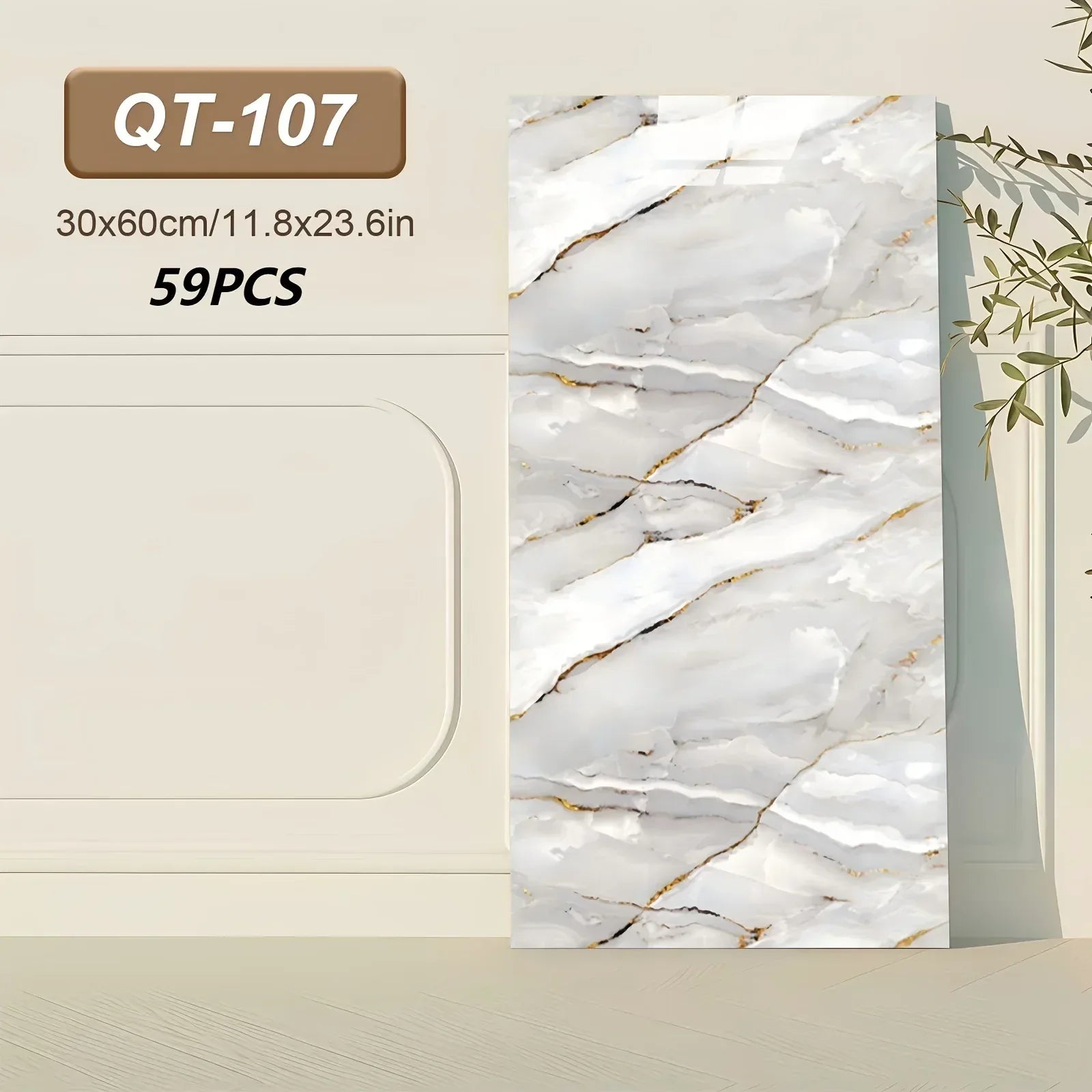 Selbstklebende 3D Marmor-Wandfliesen 60x30cm - Vinyl Fliesenaufkleber für Küche Bad & Wohnzimmer - Abwaschbar (19-99 Stück) - FUXLShop