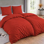 Rotes bettwäsche-set 135x200 aus glattem mikrofaser-baumwollstoff mit einfachem design kissenbezug 80x80 inklusive