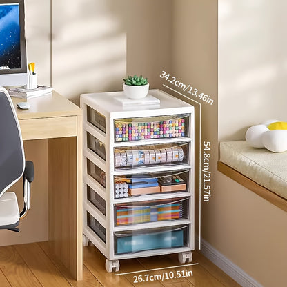 Rollbarer Mehrzweck-Aufbewahrungswagen mit Schubladen – Mobiler Büro-Organizer mit Ablagefach, ideal für Bürobedarf, Bastelmaterial & Zubehör - FUXLShop
