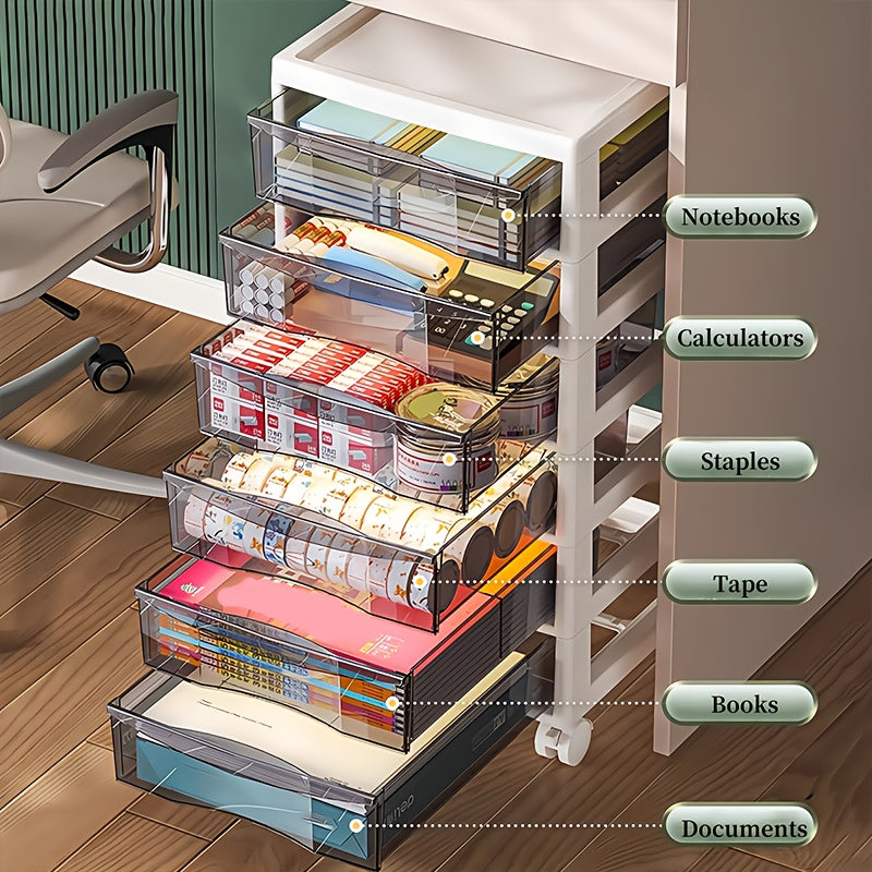 Rollbarer Mehrzweck-Aufbewahrungswagen mit Schubladen – Mobiler Büro-Organizer mit Ablagefach, ideal für Bürobedarf, Bastelmaterial & Zubehör - FUXLShop
