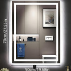 LED Badspiegel 50x70cm – Beleuchtet, Beschlagfrei, 3 Lichtfarben, Touch & Wandmontage
