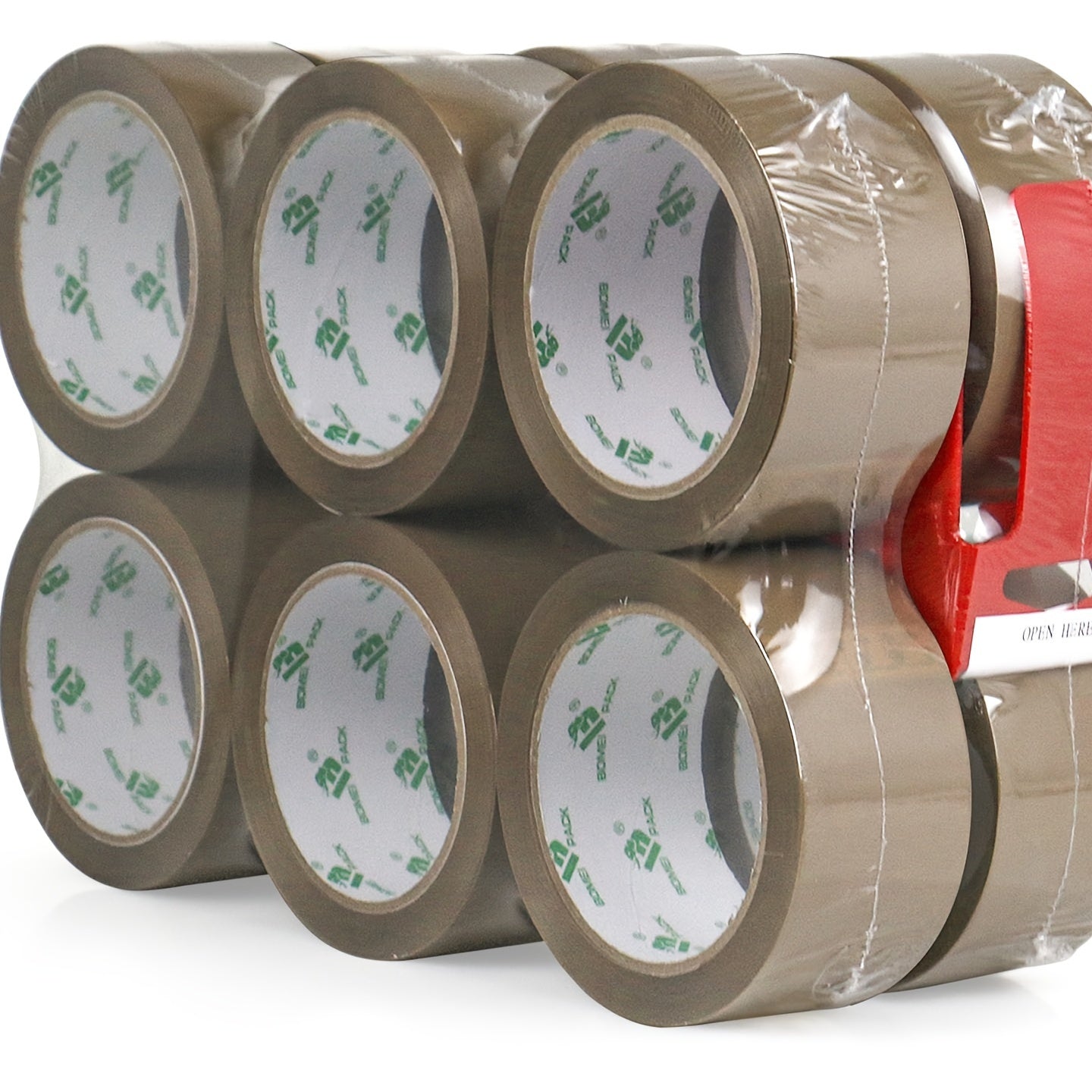12 Rollen starkes PP-Klebeband mit Abroller – wasserfest, haftstark, ideal für Holz, Kunststoff, Glas, Stoff & Umzüge