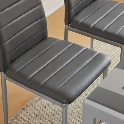 Bonlo Esszimmerstühle 6er-Set – gepolstert mit Metallbeinen, Kunstlederbezug, bis 140 kg belastbar, grau – ideal für Esszimmer, Wohnzimmer & Büro