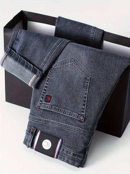 Herren Business-Jeans mit geradem Schnitt und Stretch-Komfort – Farbe Blau