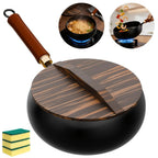Gusseisenpfanne 24 cm mit Deckel – Runder Boden, unbeschichtet, für Induktion & Gas – FUXLShop