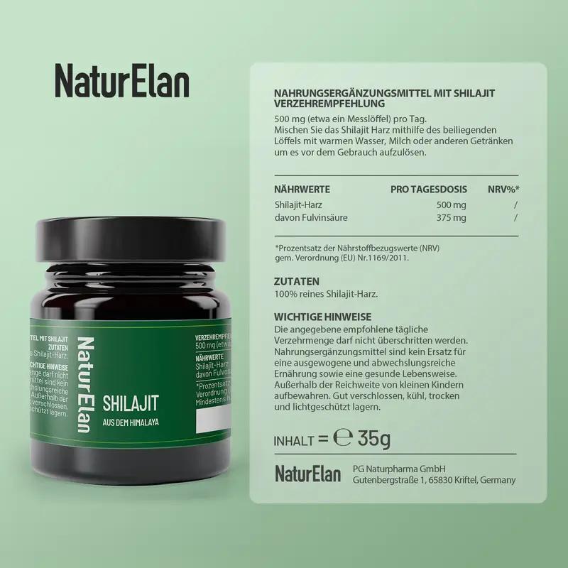 Shilajit Original Himalaya Mumijo – 75 % Fulvinsäure, Hochdosiert – 35 g – Vegan, Ohne Zusatzstoffe, Mit Huminsäure & Mineralien, Hergestellt in DE