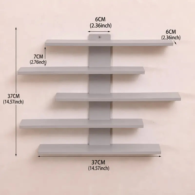 Graues minimalistisches wandregal mit 5 ebenen zum online bestellen als geschenkideen und für kleine deko