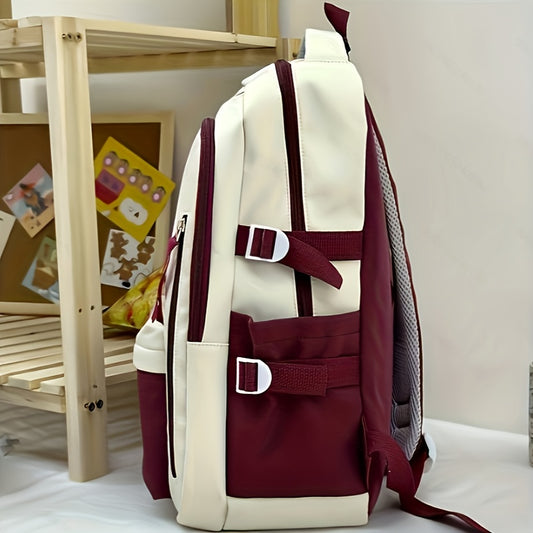 Robuster Oxford-Rucksack – Weiß-Grün, stilvoller Tagesrucksack mit verstellbaren Trägern, mehreren Fächern & Reißverschluss – ideal für Schule & Reisen
