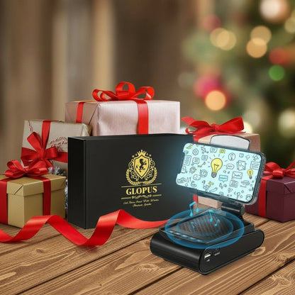 Stereo Wireless Lautsprecher mit Handyhalter – HD Surround Sound, Tastensteuerung, USB, ≤36V, wiederaufladbarer Polymer‑Akku – Geschenk für Männer & Frauen