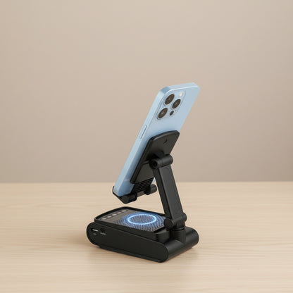 Stereo Wireless Lautsprecher mit Handyhalter – HD Surround Sound, Tastensteuerung, USB, ≤36V, wiederaufladbarer Polymer‑Akku – Geschenk für Männer & Frauen