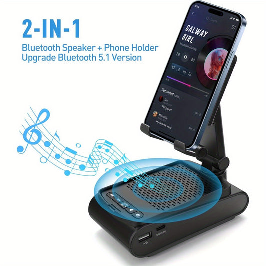 Kabelloser Stereo‑Lautsprecher mit Handyhalter und HD Surround Sound, USB, ≤36V, Polymer‑Akku