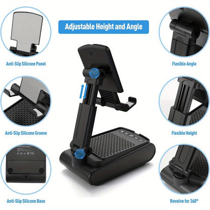 Kabelloser Stereo‑Lautsprecher mit Handyhalter und HD Surround Sound, USB, ≤36V, Polymer‑Akku