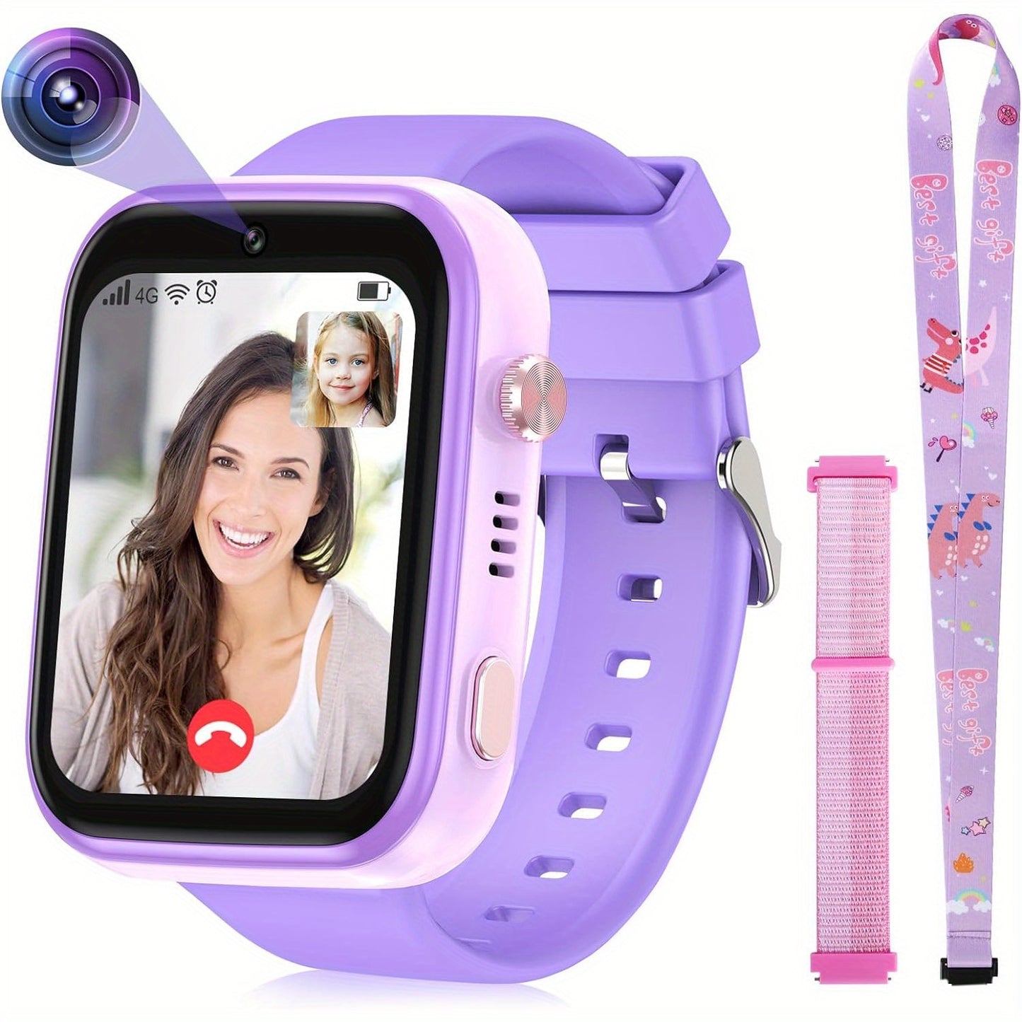 Premium LTE(4G) Smartwatch für Kinder – Android Uhr mit GPS, WLAN, SOS, Musik, ultradünn, mit integrierten Ohrhörern, ideal für Schule & Freizeit