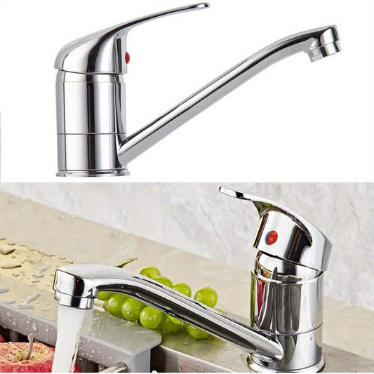 Hochwertiger Messing-Wasserhahn mit 360° Dreh-Auslauf – Einhebelmischer, Warm/Kalt-Anzeige, Chrom-Optik, einfache Montage für Küche & Bad